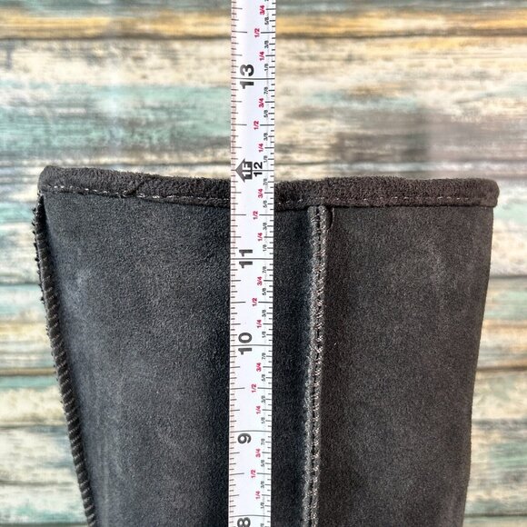 Skechers Faux Fur Mid Calf Boots Gray Suede Pull On Low Wedge Heel Womens Sz 7.5 - Picture 11 of 14